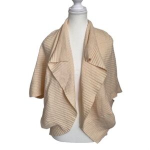 Elegant Cream Women's Ribbed Poncho